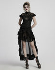Punk Rave - Gonna asimmetrica in pizzo e chiffon arricciato stile gotico classico