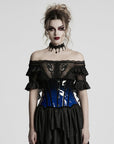 Punk Rave - Corsetto Underbust in vinile con colore a contrasto blu