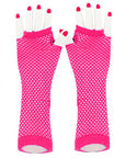 Neon Pink Long Fishnet Gloves