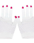 White short fishnet gloves