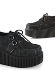 DEMONIACULT CREEPER-212 Black Vegan Leather and Lace