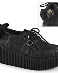 DEMONIACULT CREEPER-212 Black Vegan Leather and Lace