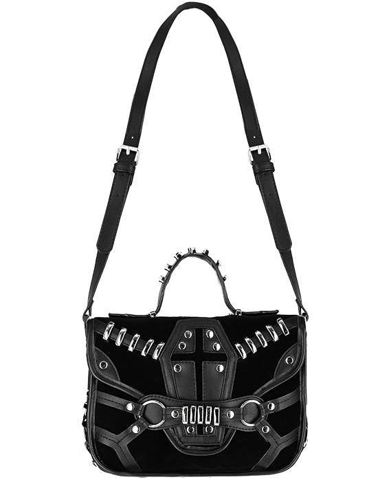 Borsa velluto con inserti in metallo e cucitura Bara
