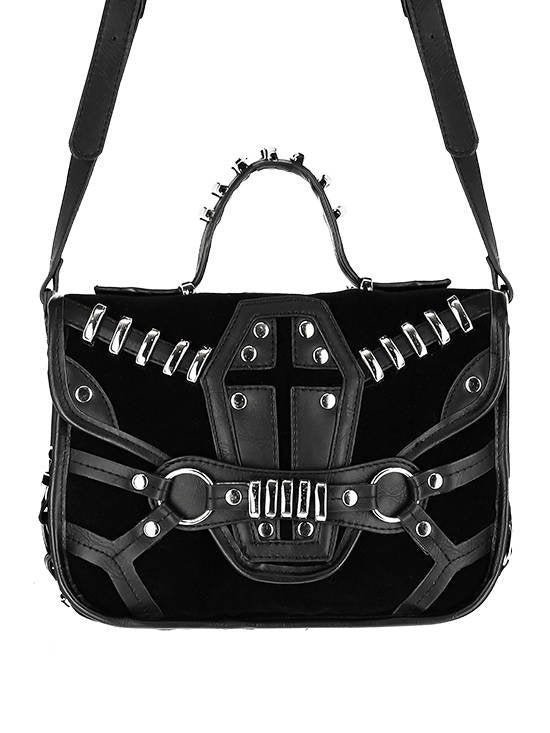 Borsa velluto con inserti in metallo e cucitura Bara