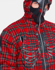 Red tartan sweatshirt with black skeleton