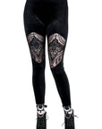 Velvet leggings with embroidery