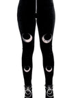 Velvet leggings with Luna embroidery