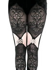 Velvet leggings with embroidery and pentagram